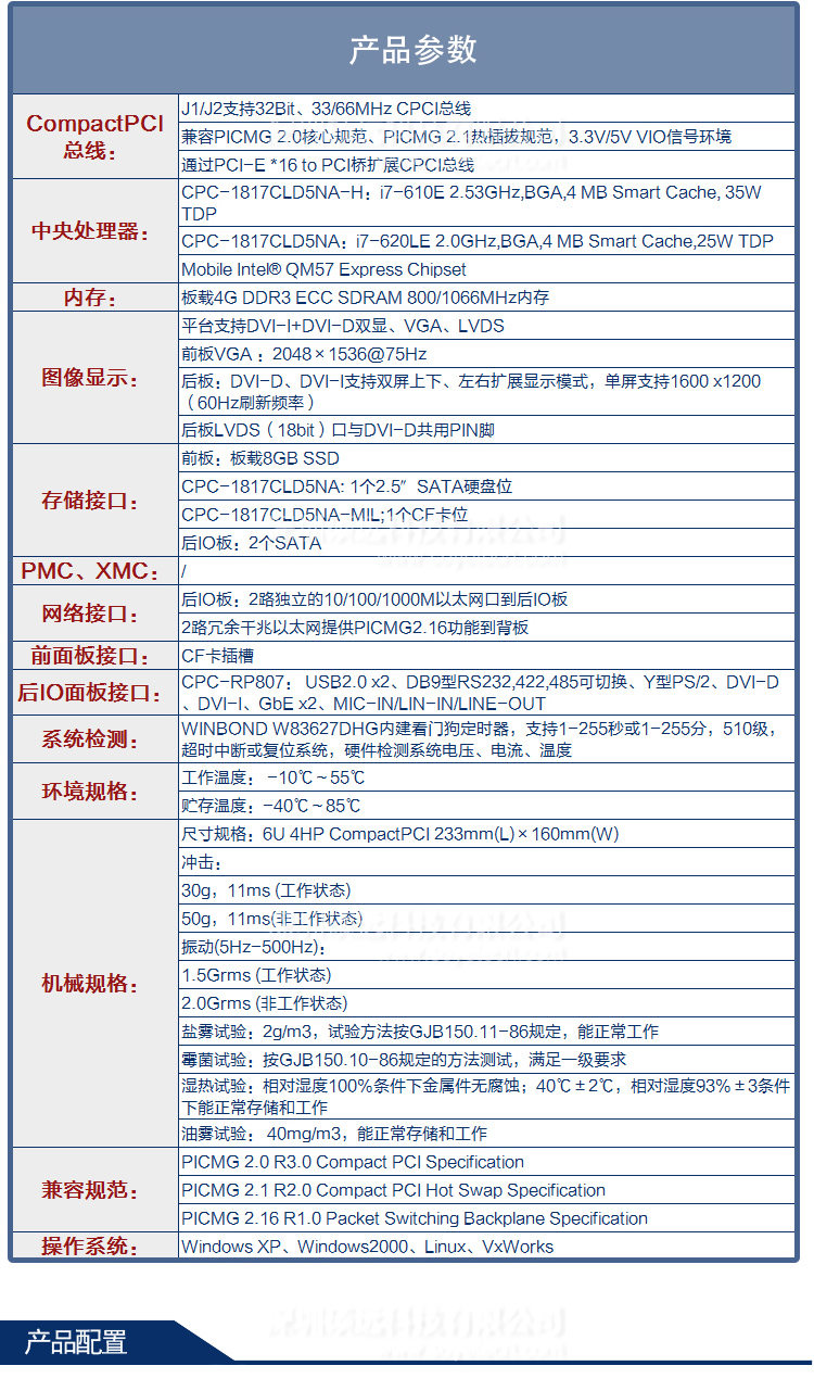 研祥6U COMPACTPCI INTEL I7高性能計(jì)算機(jī)CPC-1817