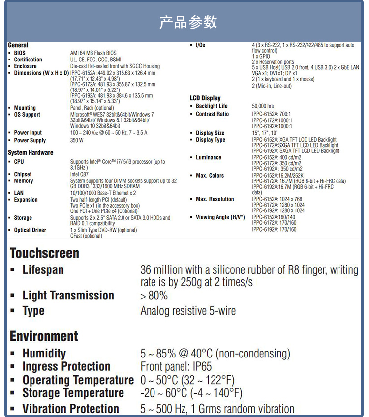 全新研華無(wú)風(fēng)扇嵌入式工控機(jī) 多功能平板電腦 IPPC-6172A