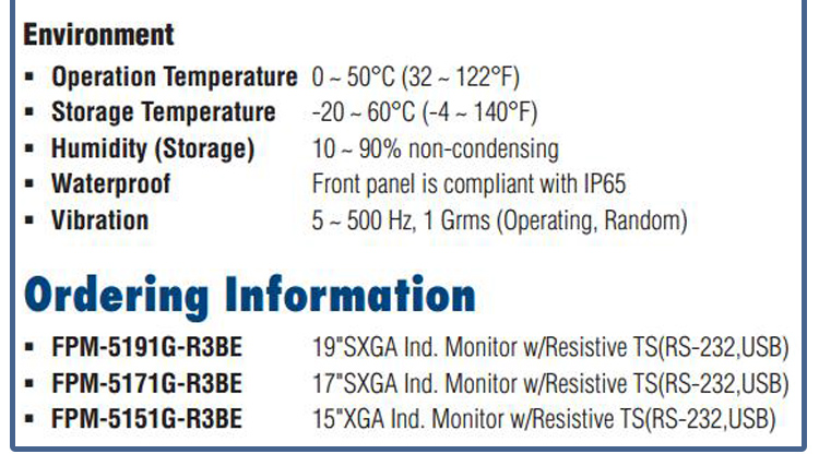 全新研華 工業(yè)等級平板顯示器FPM系列 15寸工業(yè)顯示器 FPM-5151G