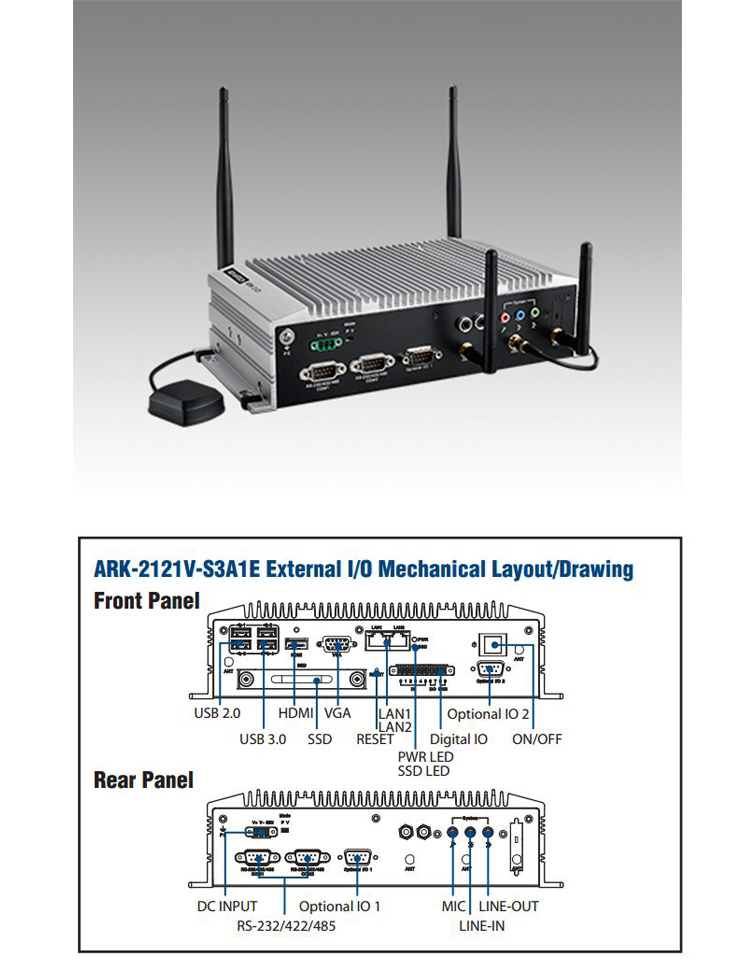 全新研華無風(fēng)扇嵌入式工控機 車載應(yīng)用 ARK-2121V