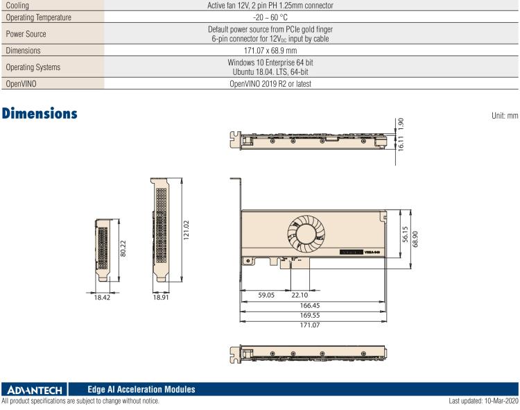 研華VEGA-340 基于Intel Movidius? Myriad? X VPU，PCIe x4 Edge AI 模塊，VPU*4 or VPU*8