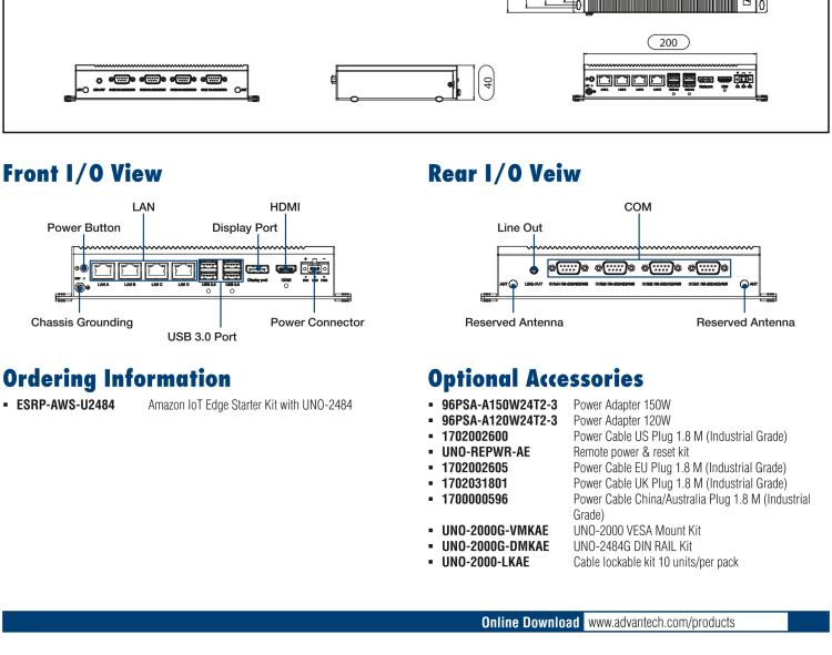 研華ESRP-AWS-U2484 Intel? Core? i5 Modular Compact Embedded Box PC with AWS IoT Greengrass and WISE-EdgeLink