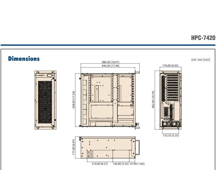 研華HPC-7420 用于EE-ATX/EATX/ATX主板的4U 短深度服務器機箱，帶有11個FH/FL擴展插槽