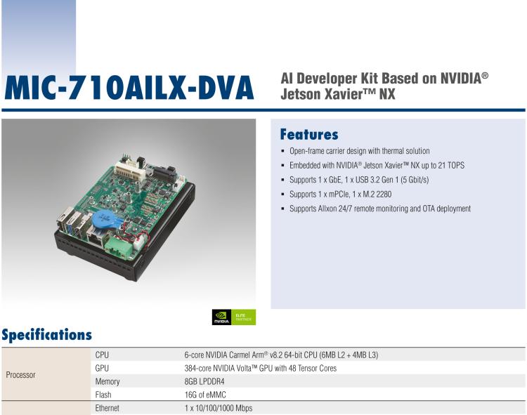研華MIC-710AILX-DVA NVIDIA? Jetson Xavier NX開發(fā)板