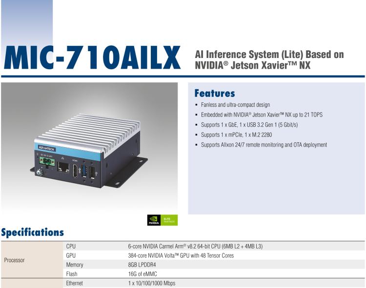 研華MIC-710AILX 基于NVIDIA? Jetson Xavier? NX / Nano? AI推理系統(tǒng)