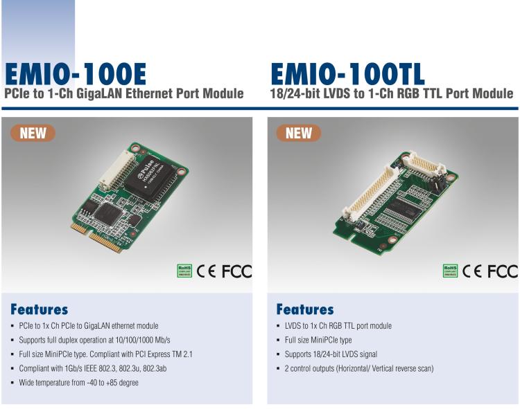 研華EMIO-100E GigaLAN 以太網(wǎng)模塊、1-Ch、PCIe I/F