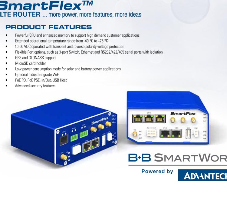 研華BB-SR30309125-SWH LTE 路由器、5E、USB、2I/O、SD、2S、PD、SL、Acc、SmartWorx Hub