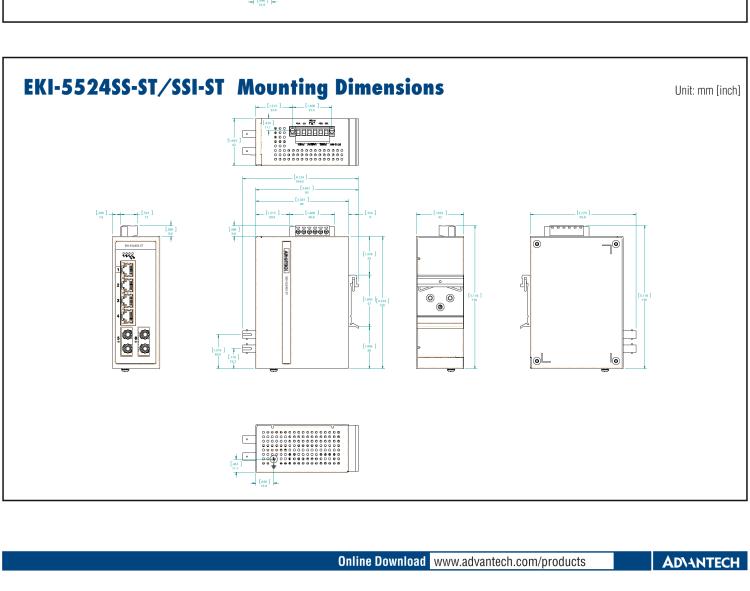 研華EKI-5524SSI 2光4電百兆ProView(組態(tài))系列工業(yè)以太網(wǎng)交換機(包含單模/多模、SC/ST接口)