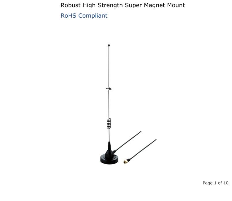 研華BB-GA.110.101111 4G/3G/2G High Gain Magnetic Mount Ultra-Wideband Antenna, SMA-M