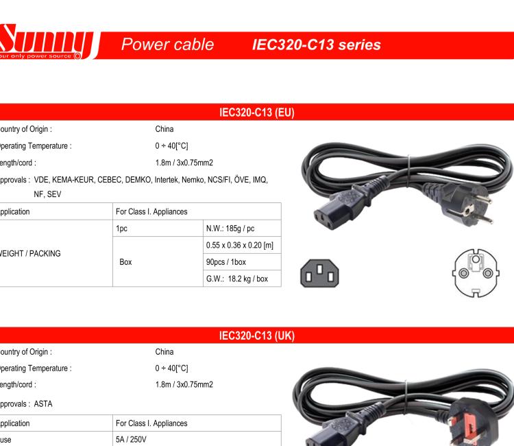 研華BB-PWRCORD-EU Power Cord 1.8m with EU plug