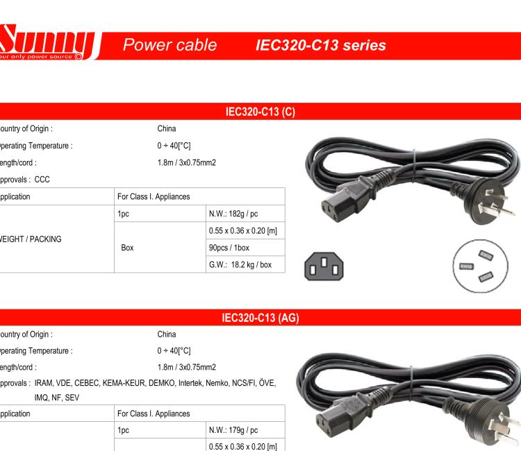 研華BB-PWRCORD-EU Power Cord 1.8m with EU plug