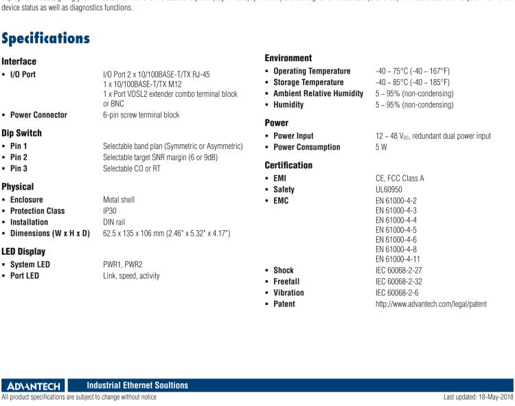 研華EKI-1751I Hardened Ethernet Extender, 100Mbps, VDSL2, M12