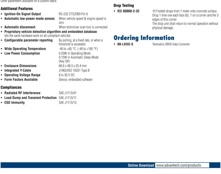 研華BB-LD3IC-S Intelligent OBDII Data Interface - with integrated Y-cable