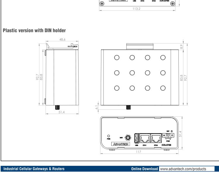 研華ICR-2701A01 ICR-2700, EMEA, 2× ETH, USB, Metal, EU Power Supply