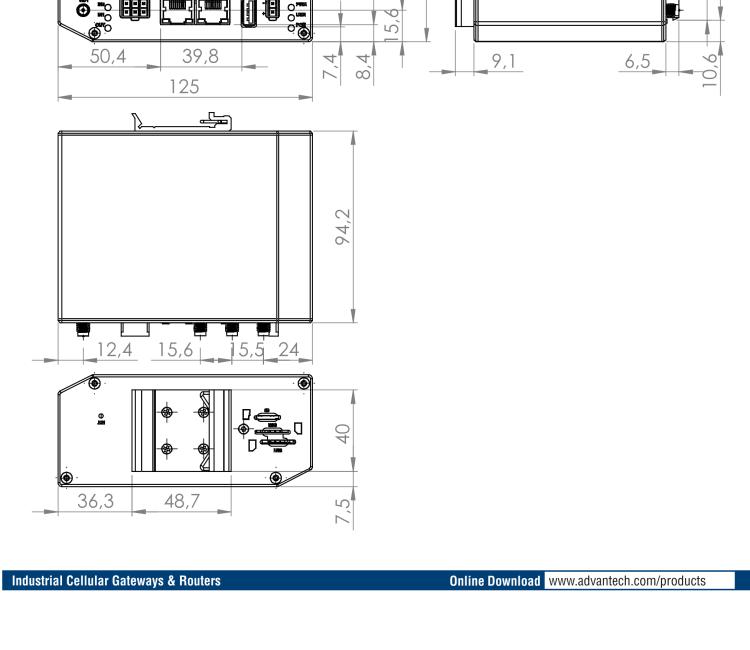 研華BB-SR31018120 SmartFlex, Global, 5x Ethernet, Wi-Fi, PoE PSE, Metal, Without Accessories