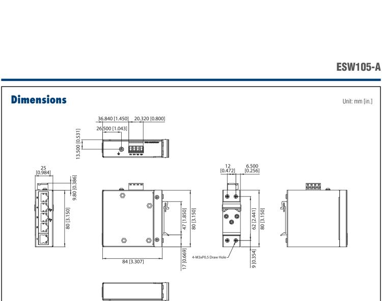 研華BB-ESW105-A 5FE Slim-type Unmanaged Industrial Ethernet Switch with Low VAC Power Input