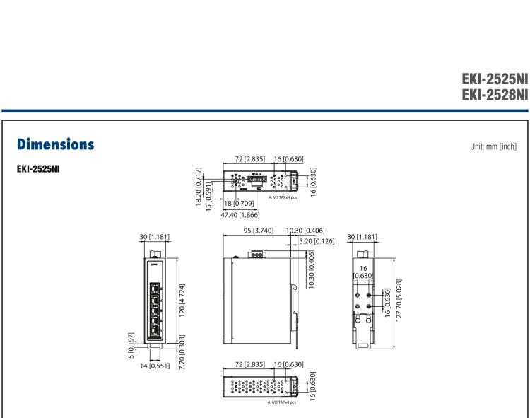 研華EKI-2525NI 5FE Unmanaged Ethernet Switch, -40~75℃