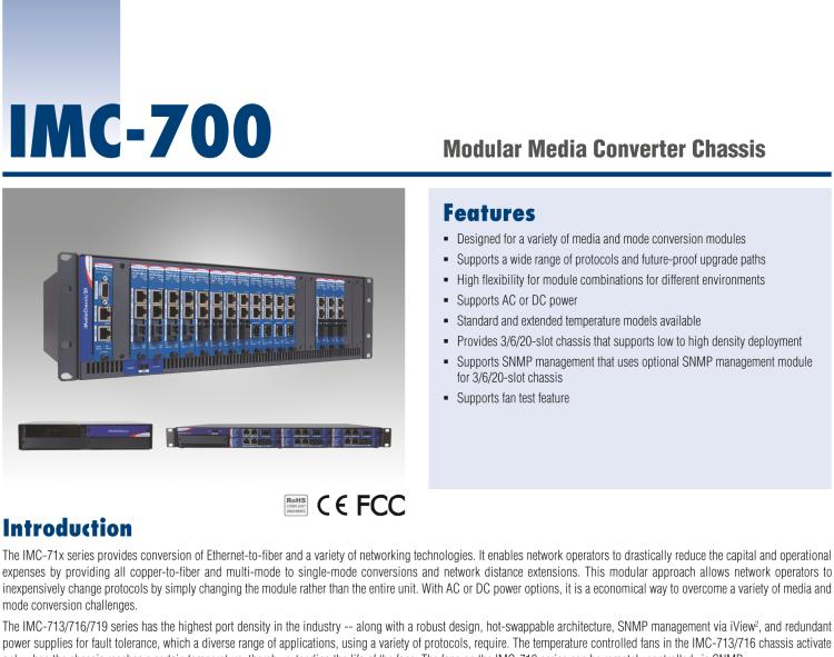 研華IMC-711I-DC Managed Hardened Modular 1-slot Media Converter Chassis, DC Power (also known as IE-MediaChassis 850-32105)