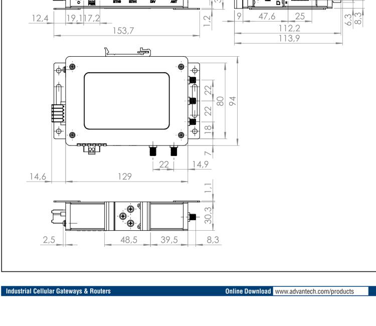 研華ICR-3241 ICR-3200, NAM, 2x Ethernet, 1x RS232, 1x RS485, Metal, Without Accessories