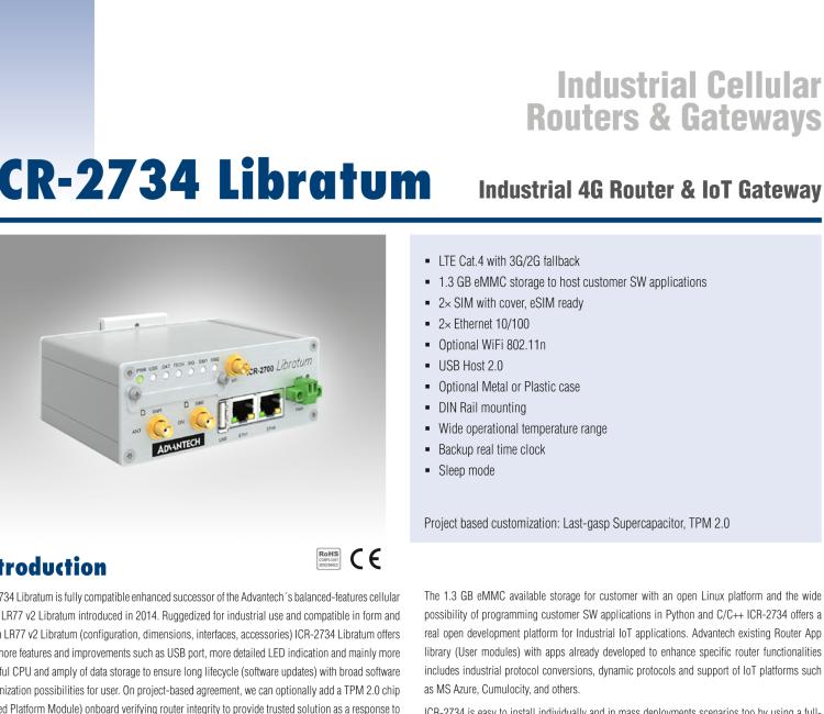 研華ICR-2734PA02 ICR-2700, EMEA, 2× ETH, USB, Plastic, UK Power Supply