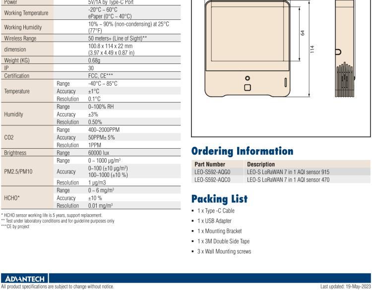 研華LEO-S592 LoRaWAN 7 in 1 AQI Sensor