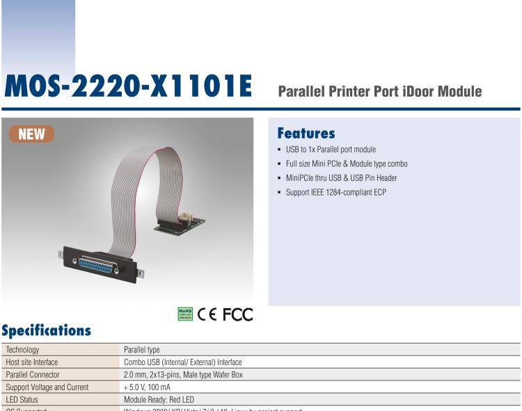 研華MOS-2220-X1101E Parallel Printer Port iDoor Module