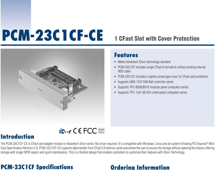 研華PCM-23C1CF 1插口CFast插槽，帶保護(hù)蓋