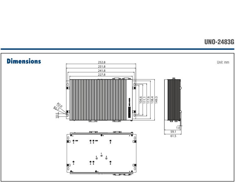 研華UNO-2483G 標準型嵌入式無風扇工業(yè)電腦，搭配Intel? Core? i7/i3/Celeron處理器，4×GbE, 3×mPCIe, HDMI/VGA