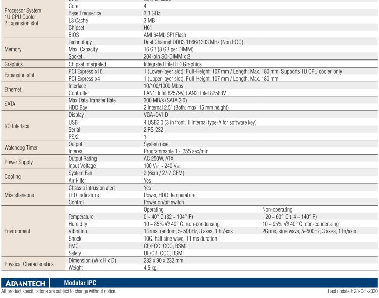 研華AiMC-3200 智能微型工控機(jī)，Intel Core i7/i5/i3 CPU,2 擴(kuò)展槽，250W 80 Plus PSU