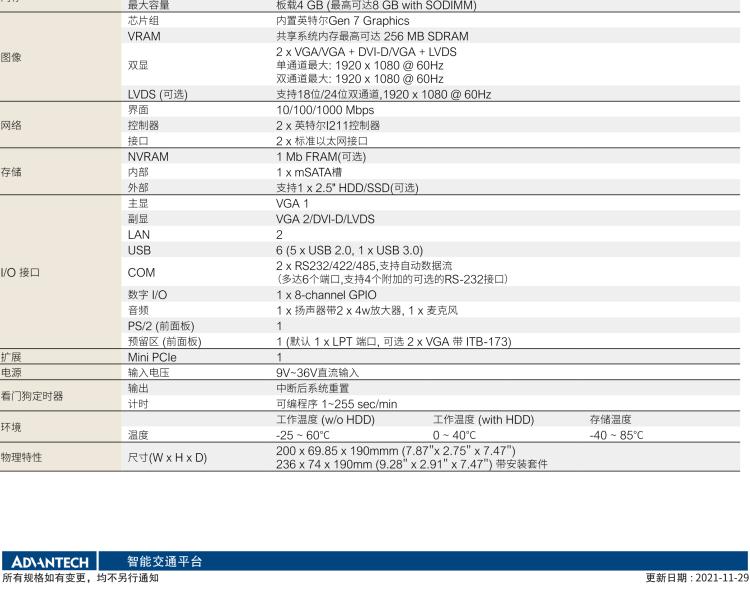 研華ITA-1611 英特爾?賽揚?J1900緊湊型系統(tǒng)雙千兆以太網(wǎng)LAN和雙顯示器