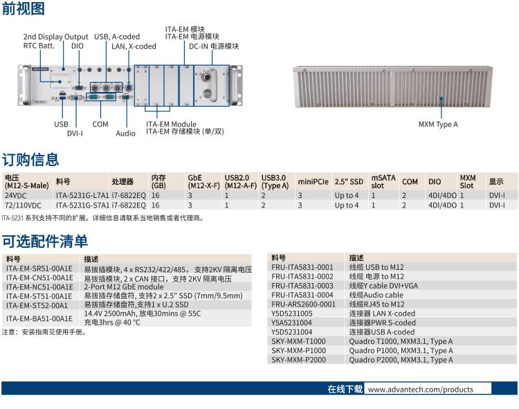 研華ITA-5231G Intel? 第6 代Core? i 處理器無風扇系統(tǒng)，EN 50155 鐵路應用