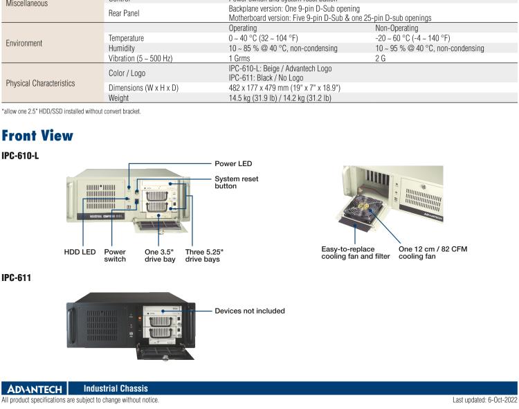 研華IPC-610-L 4U 15槽上架式機(jī)箱，支持前部可訪問風(fēng)扇