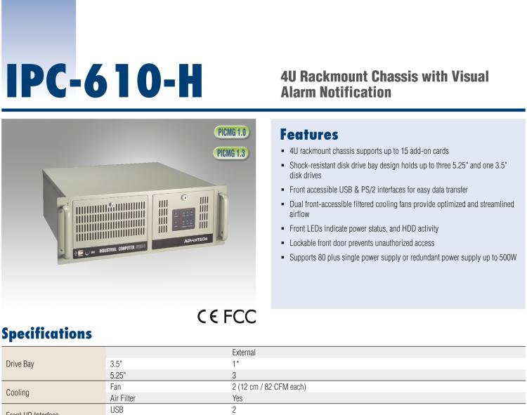 研華IPC-610-H 4U上架式機箱，支持LED指示 & 聲音警報通知