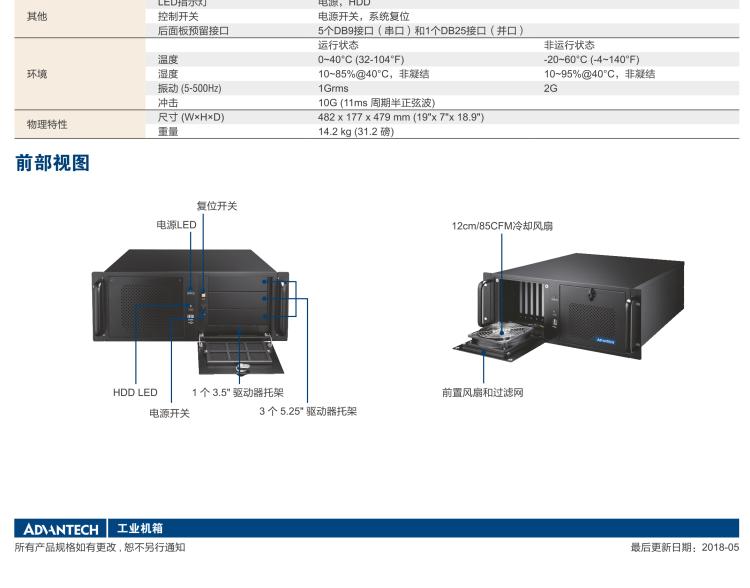 研華IPC-940 經(jīng)典款4U機(jī)架式機(jī)箱，帶前置風(fēng)扇