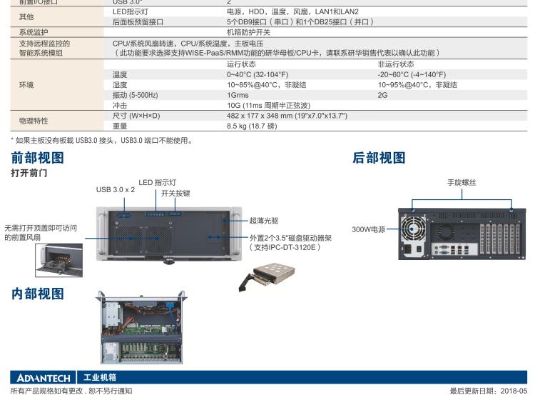 研華IPC-941 348mm深度緊湊型4U機(jī)架式機(jī)箱，支持ATX主板