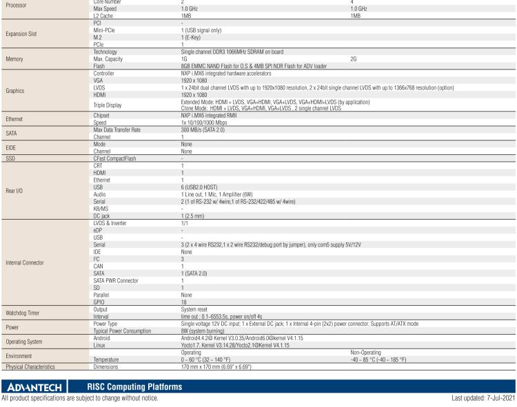 研華RSB-6410 基于NXP ARM Cortex-A9 i.MX6 Dual/Quad 的Mini-ITX工業(yè)主板， 支持Linux Yocto/Android