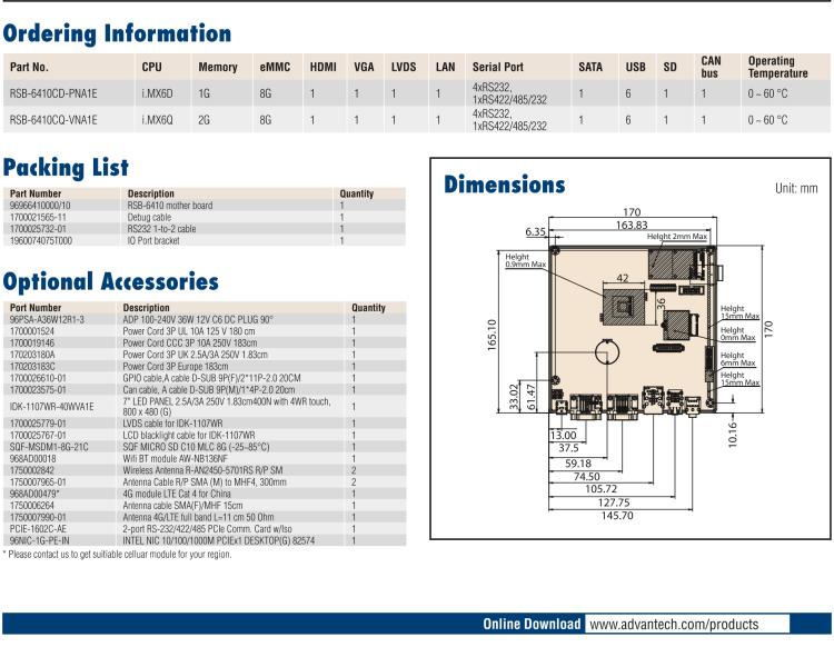 研華RSB-6410 基于NXP ARM Cortex-A9 i.MX6 Dual/Quad 的Mini-ITX工業(yè)主板， 支持Linux Yocto/Android