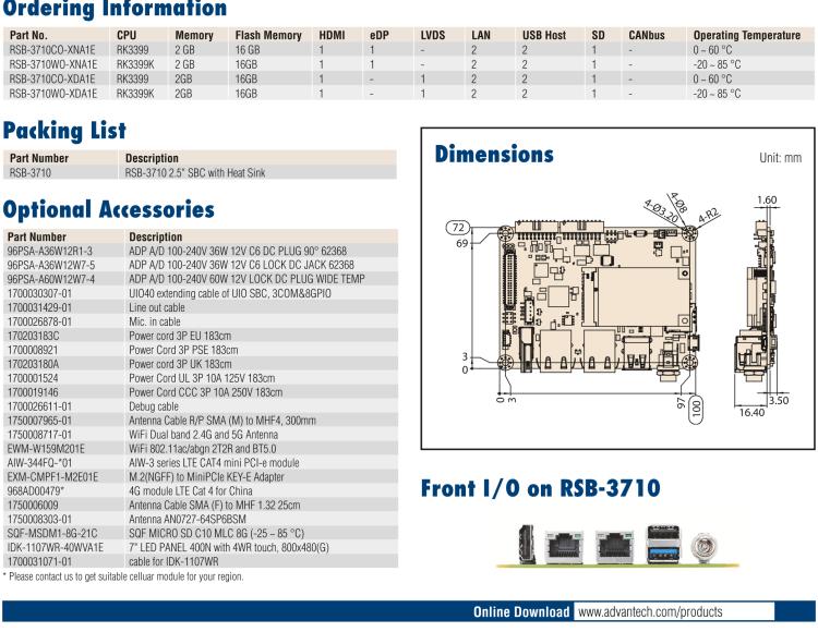 研華RSB-3710 Rockchip RK3399 Cortex-A72 2.5" 單板電腦，帶 UIO40-Express擴(kuò)展