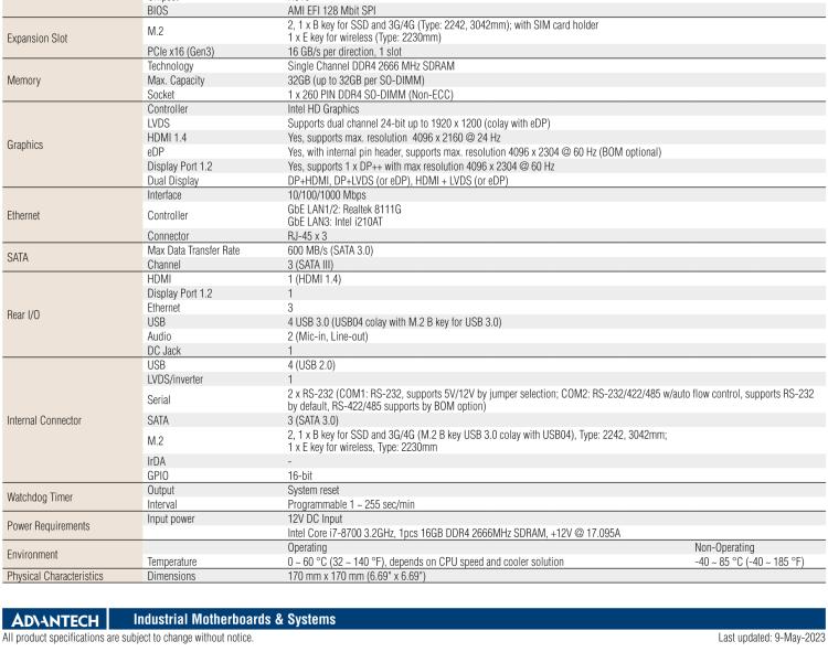 研華AIMB-286EF 適配Intel 第8/9代 Core i 處理器，搭載Intel H310芯片組。擁有1個(gè)PCIe x16插槽。超薄設(shè)計(jì)，接口豐富，是高端應(yīng)用中的高性價(jià)比方案。