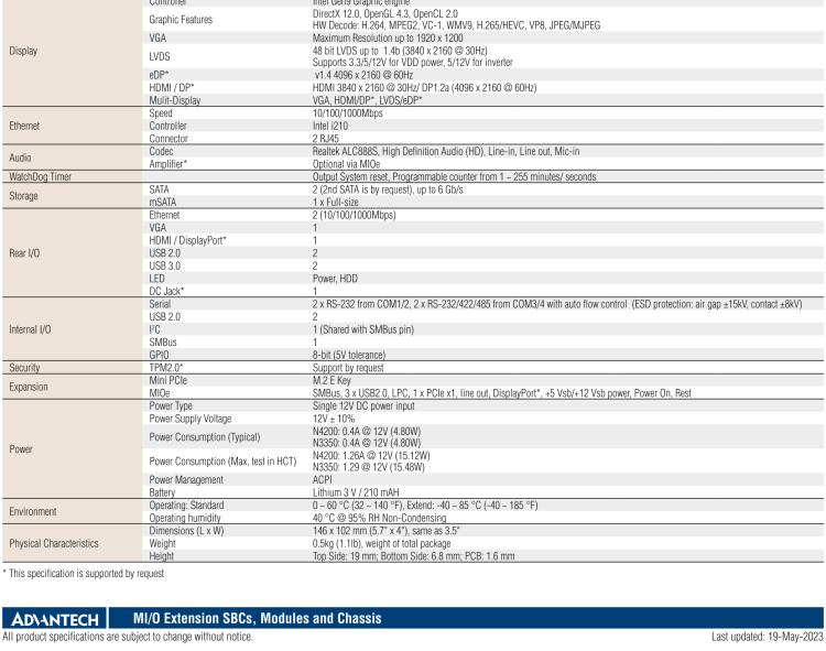 研華MIO-5350 英特爾第六代凌動 Atom?奔騰N4200/N3350，3.5寸單板電腦