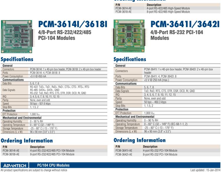 研華PCM-3620 4路USB 2.0 PC/104+模塊