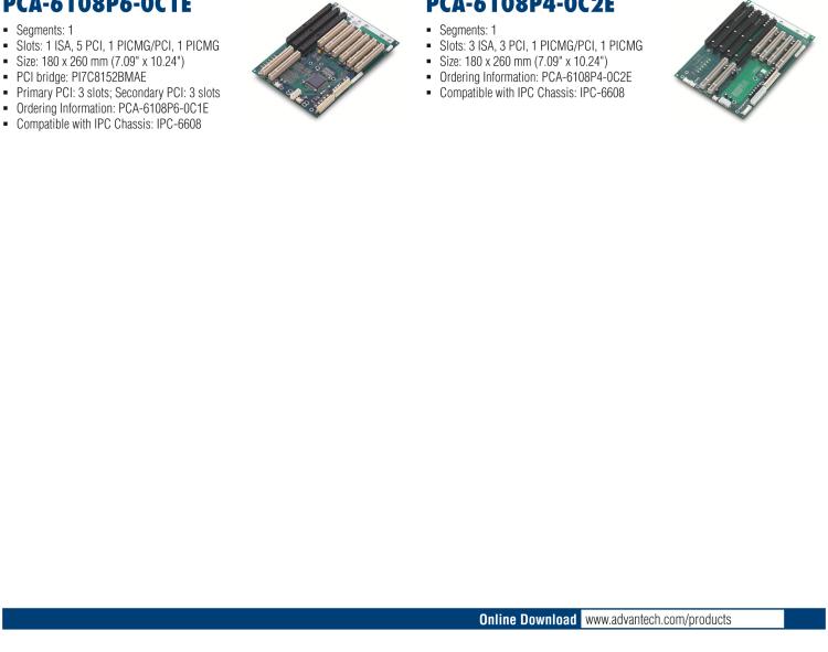 研華PCA-6106P4-0A2E 6 slot PICMG BP,4PCI,2PICMG RoHS K