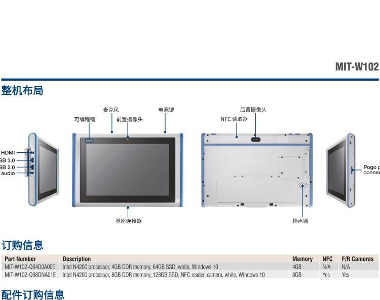 研華MIT-W102 10.1" 醫(yī)療級(jí)平板電腦，搭載 Intel?Pentium? 處理器和電容觸摸屏