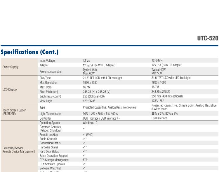 研華UTC-520F 21.5" 多功能觸控一體機(jī)，內(nèi)置Intel? Skylake Core? i5-6300U處理器