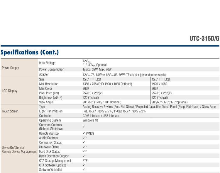 研華UTC-315G 15.6" 多功能觸控一體機(jī)，內(nèi)置 Intel? Pentium? N4200/Celeron? N3350 處理器