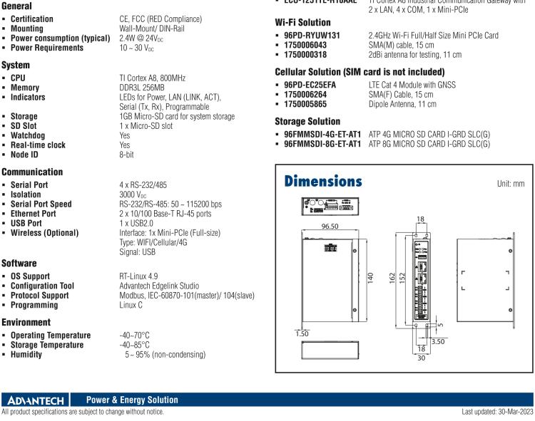 研華ECU-1251 基于RISC架構的站立式工業(yè)通訊網(wǎng)關 ECU-1251