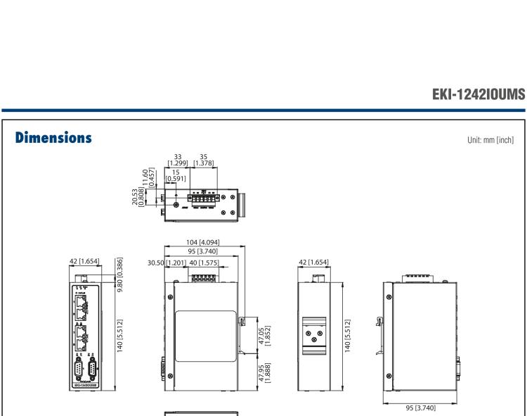 研華EKI-1242IOUMS Modbus TCP/RTU to OPC UA Fieldbus Gateway, Wide Temperature