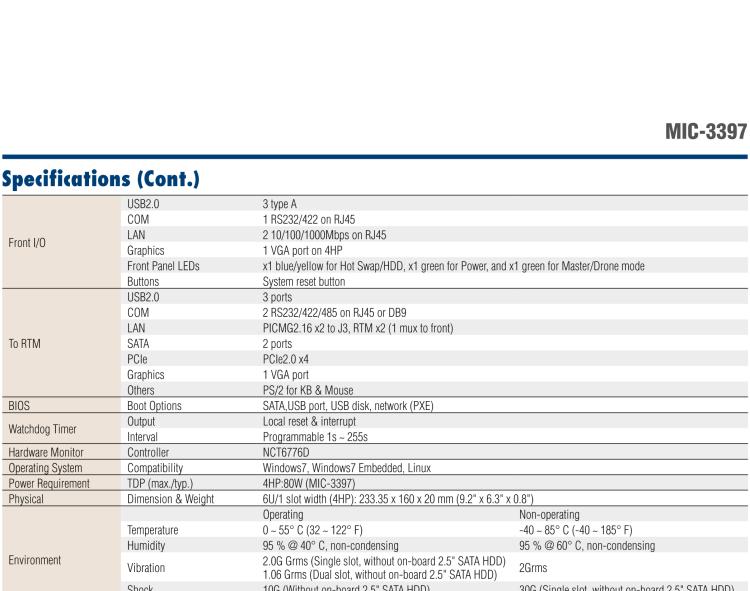 研華MIC-3397 基于四核Intel?Xeon?處理器E3和雙核Intel?Pentium?處理器6U CompactPCI刀片計算機