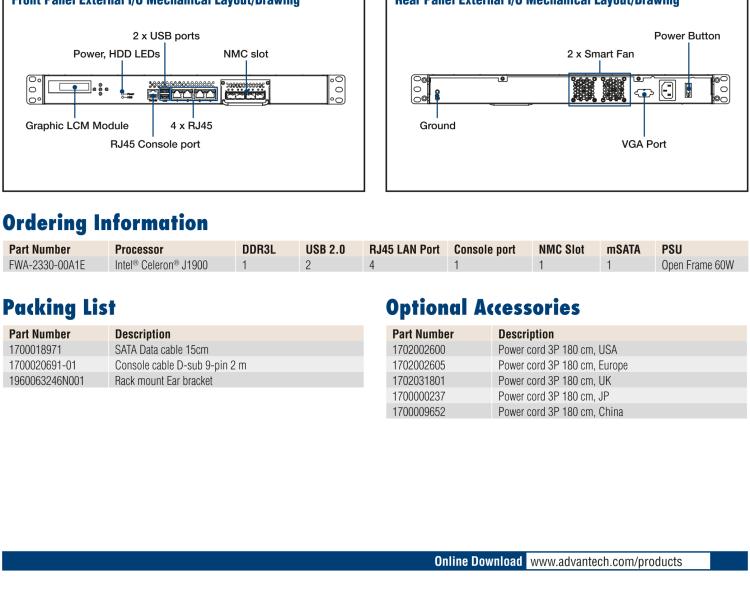 研華FWA-2330 基于Intel? Bay trail-D/M 系列處理器 1U機(jī)架式網(wǎng)絡(luò)應(yīng)用平臺