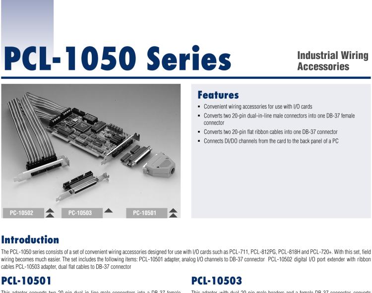 研華PCL-10502 擴充器，接駁到電腦插槽板的雙20P延長線纜